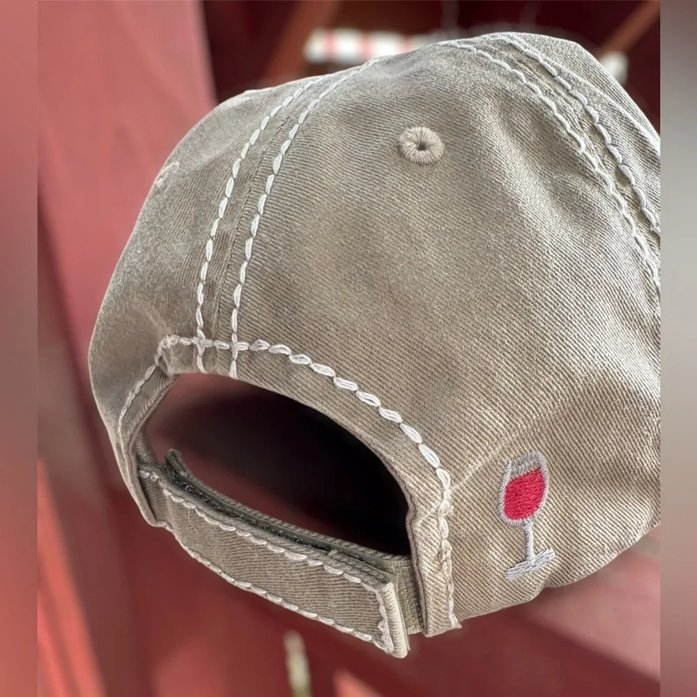 KBETHOS Tan Distressed Wine Quote Hat